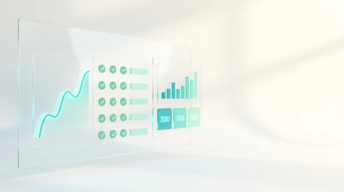 Bright data validation dashboard with rising trend, validated record rows and metrics